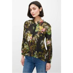 Isabel Marant Etoile Black Pattern Wescott Floral Print Henley Blouse